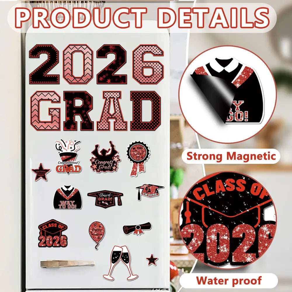 🎓 PSLEE 20Pcs Graduation Magnets 2026 – Congrats Grad Cap, for Cruise Door/Car/Fridge