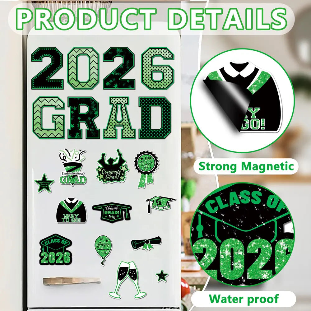 🎓 PSLEE 20Pcs Graduation Magnets 2026 – Congrats Grad Cap, for Cruise Door/Car/Fridge