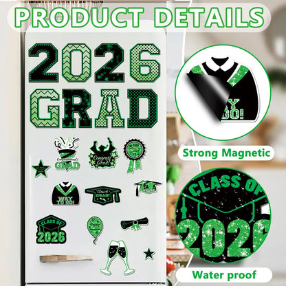 🎓 PSLEE 20Pcs Graduation Magnets 2026 – Congrats Grad Cap, for Cruise Door/Car/Fridge