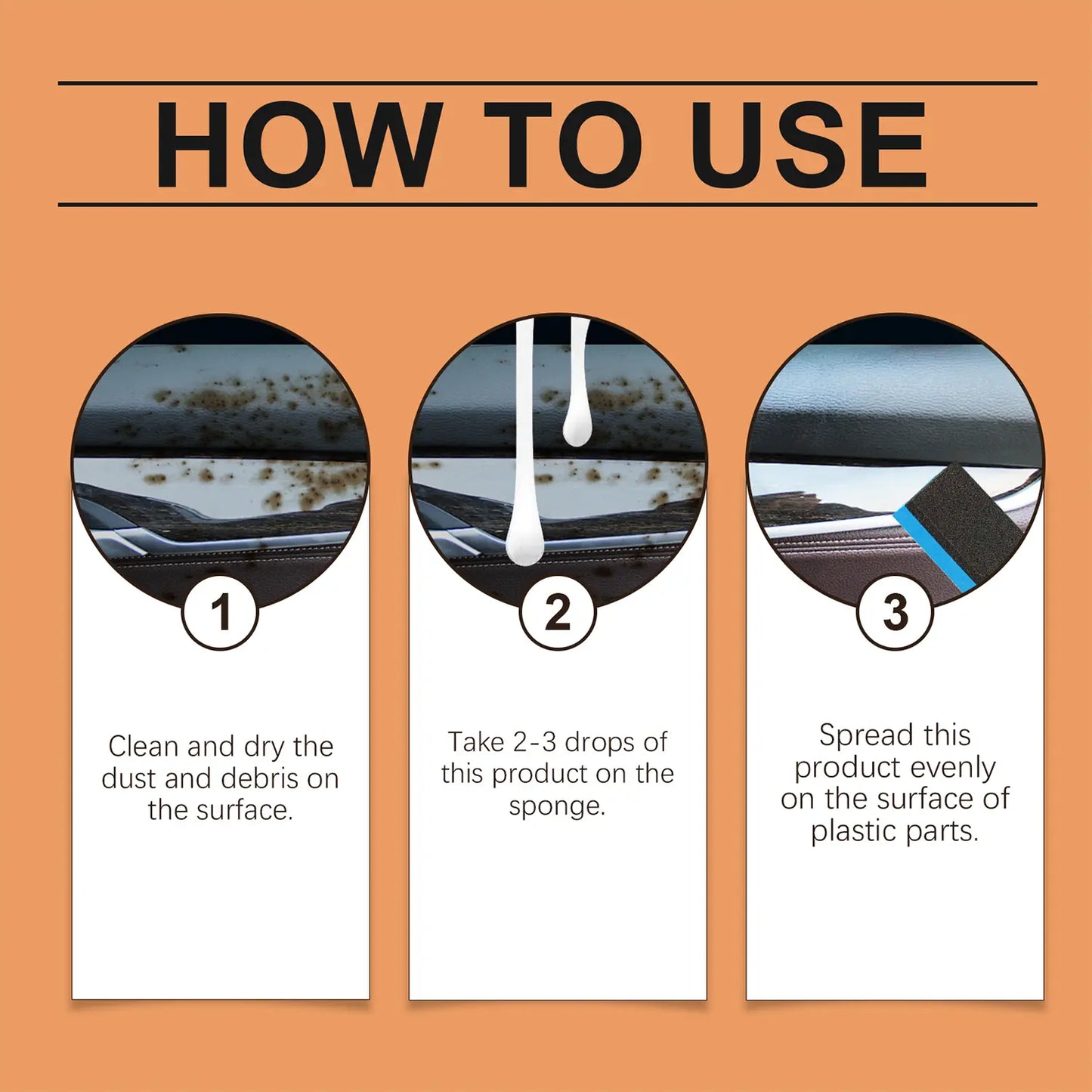 🔧 Car Plastic Restorer Kit – Revive Faded Trim, Rubber & Vinyl, Includes Applicator Pad