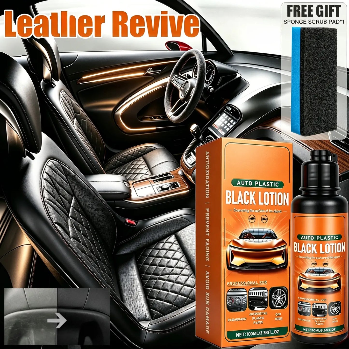 🔧 Car Plastic Restorer Kit – Revive Faded Trim, Rubber & Vinyl, Includes Applicator Pad