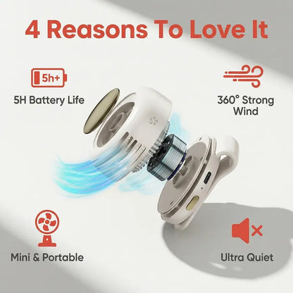 Mini Bladeless Fan. Portable, rechargeable, and silent