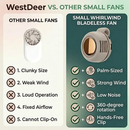Mini Bladeless Fan. Portable, rechargeable, and silent