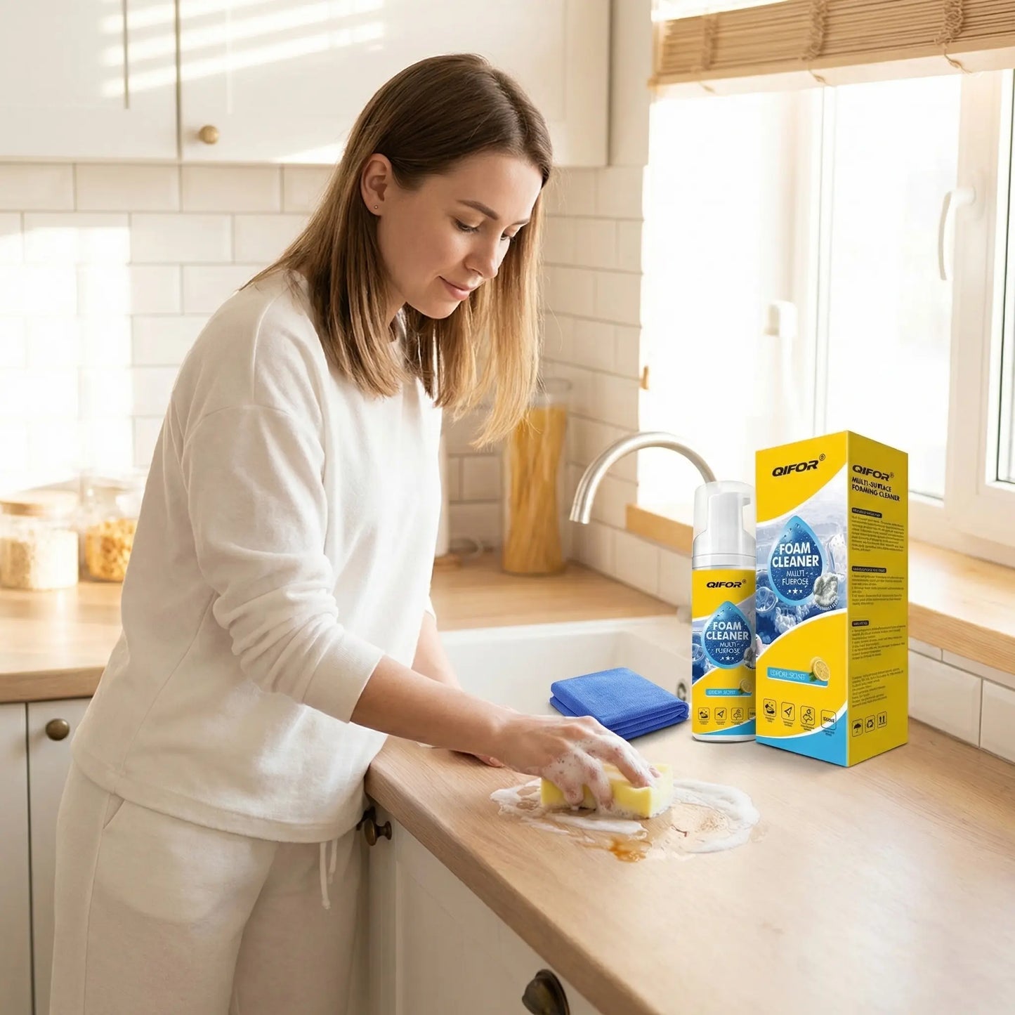 💨 Stop Scrubbing! QIFOR Pro Foam Cleaner – Deep Stain Removal for Car Interior & Home Furniture