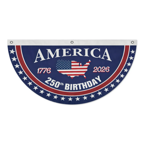 🇺🇸🎉 America 250th Birthday Semicircular Flag Banner – 1776–2026 Patriotic Bunting, 4th of July Porch Decor