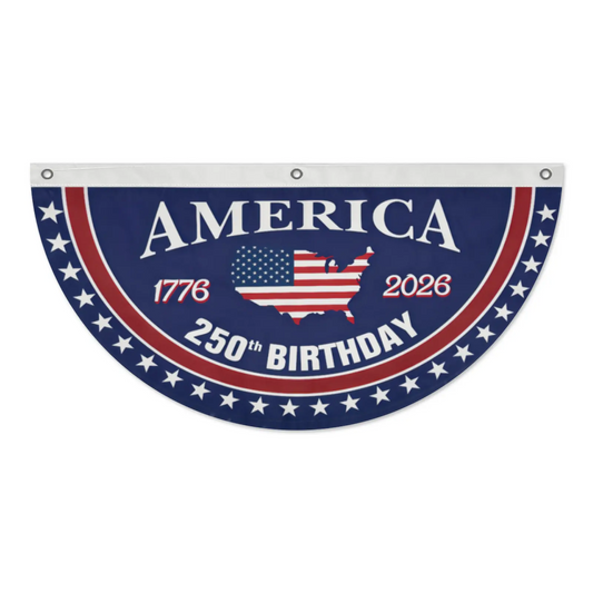 🇺🇸🎉 America 250th Birthday Semicircular Flag Banner – 1776–2026 Patriotic Bunting, 4th of July Porch Decor