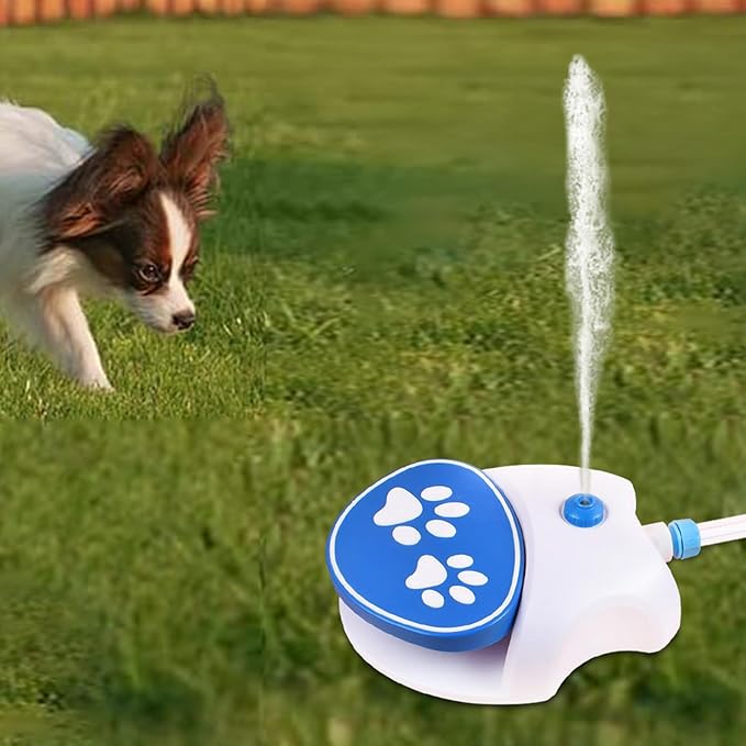 💦 Dog Water Fountain Toy – Step-On Activated Sprinkler, Outdoor Drinking + Play with Hose