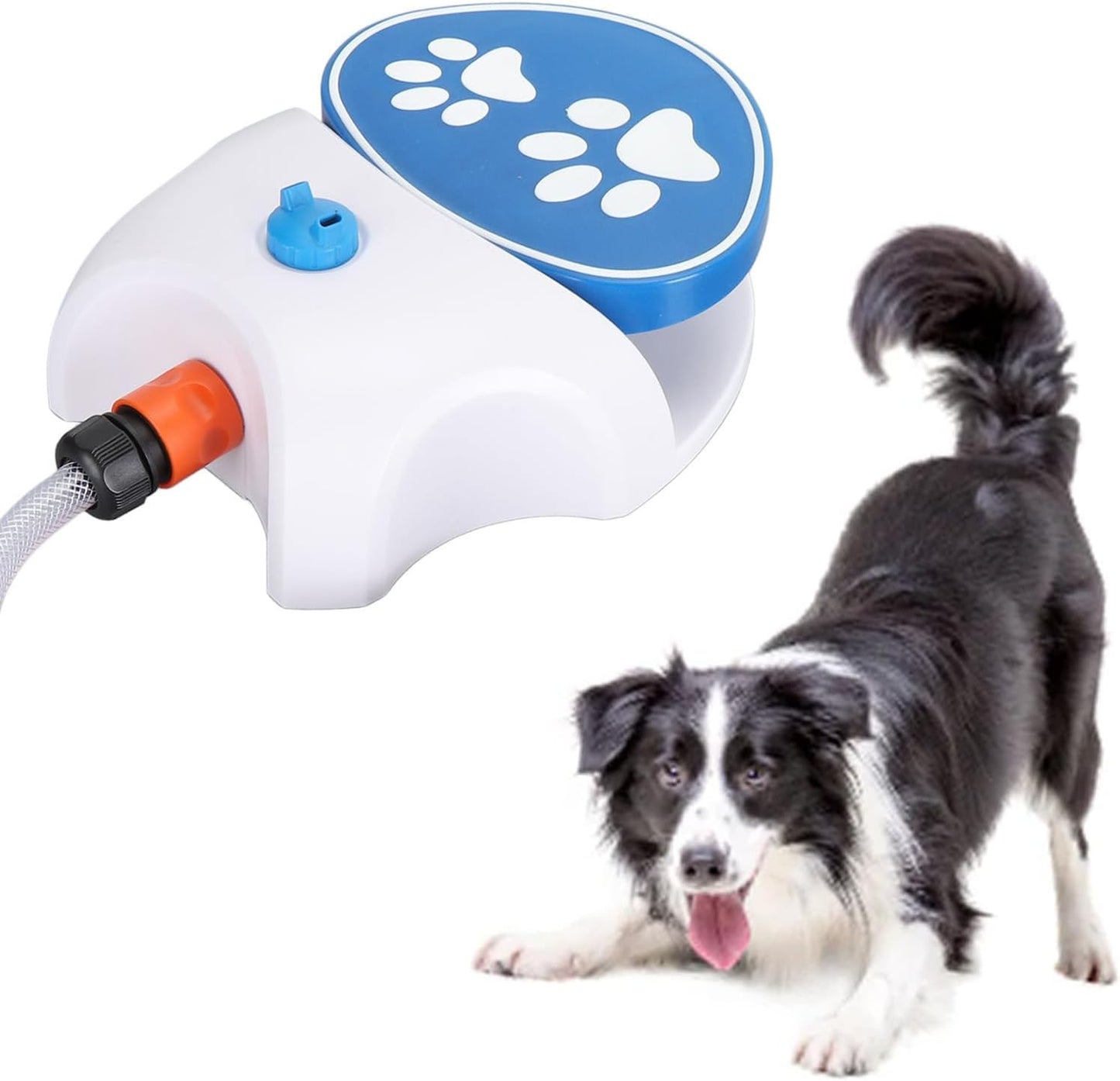 💦 Dog Water Fountain Toy – Step-On Activated Sprinkler, Outdoor Drinking + Play with Hose