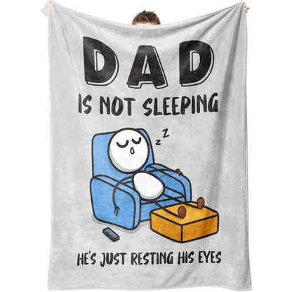 😂🛋️ “Dad Is Not Sleeping” Flannel Blanket – Funny Father's Day Gift for Dad/Husband, Super Soft Throw