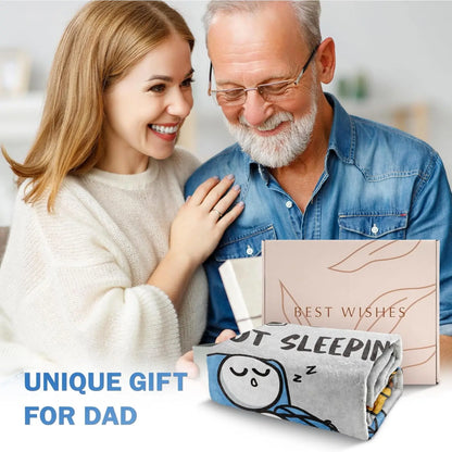 😂🛋️ “Dad Is Not Sleeping” Flannel Blanket – Funny Father's Day Gift for Dad/Husband, Super Soft Throw