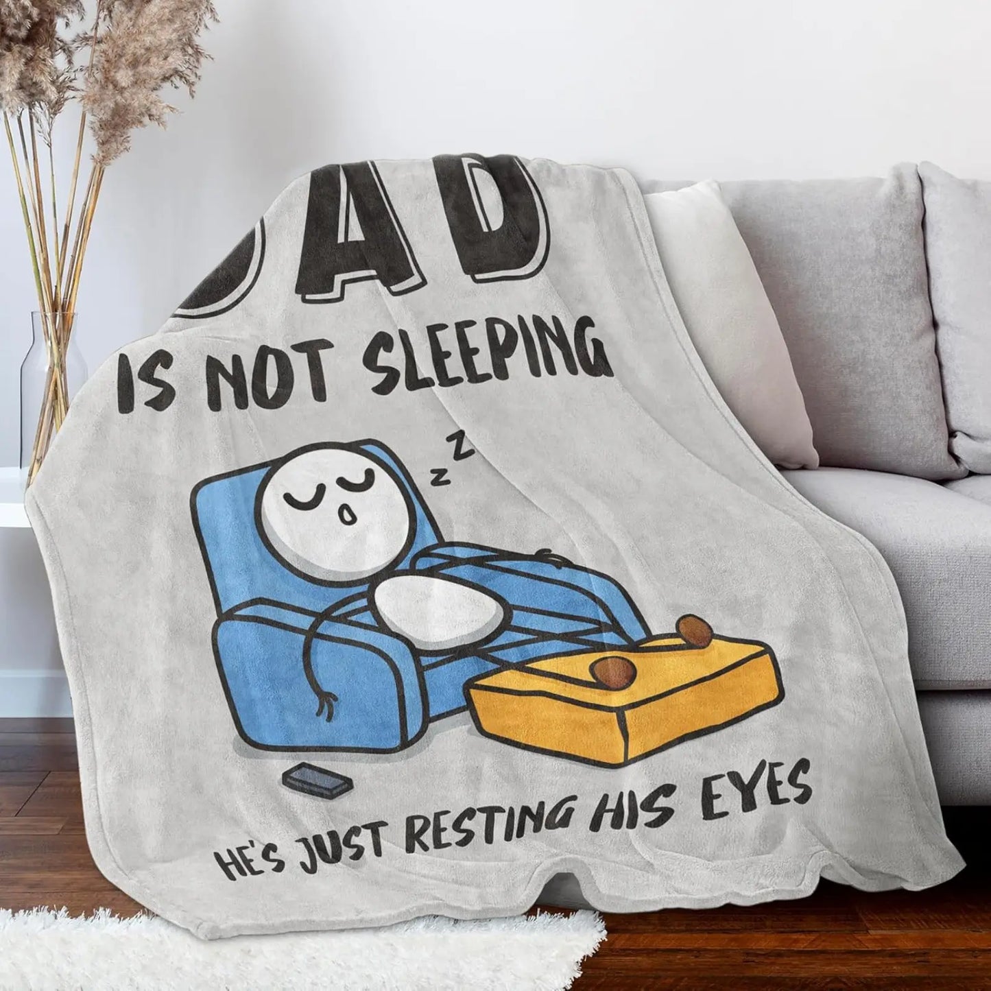 😂🛋️ “Dad Is Not Sleeping” Flannel Blanket – Funny Father's Day Gift for Dad/Husband, Super Soft Throw