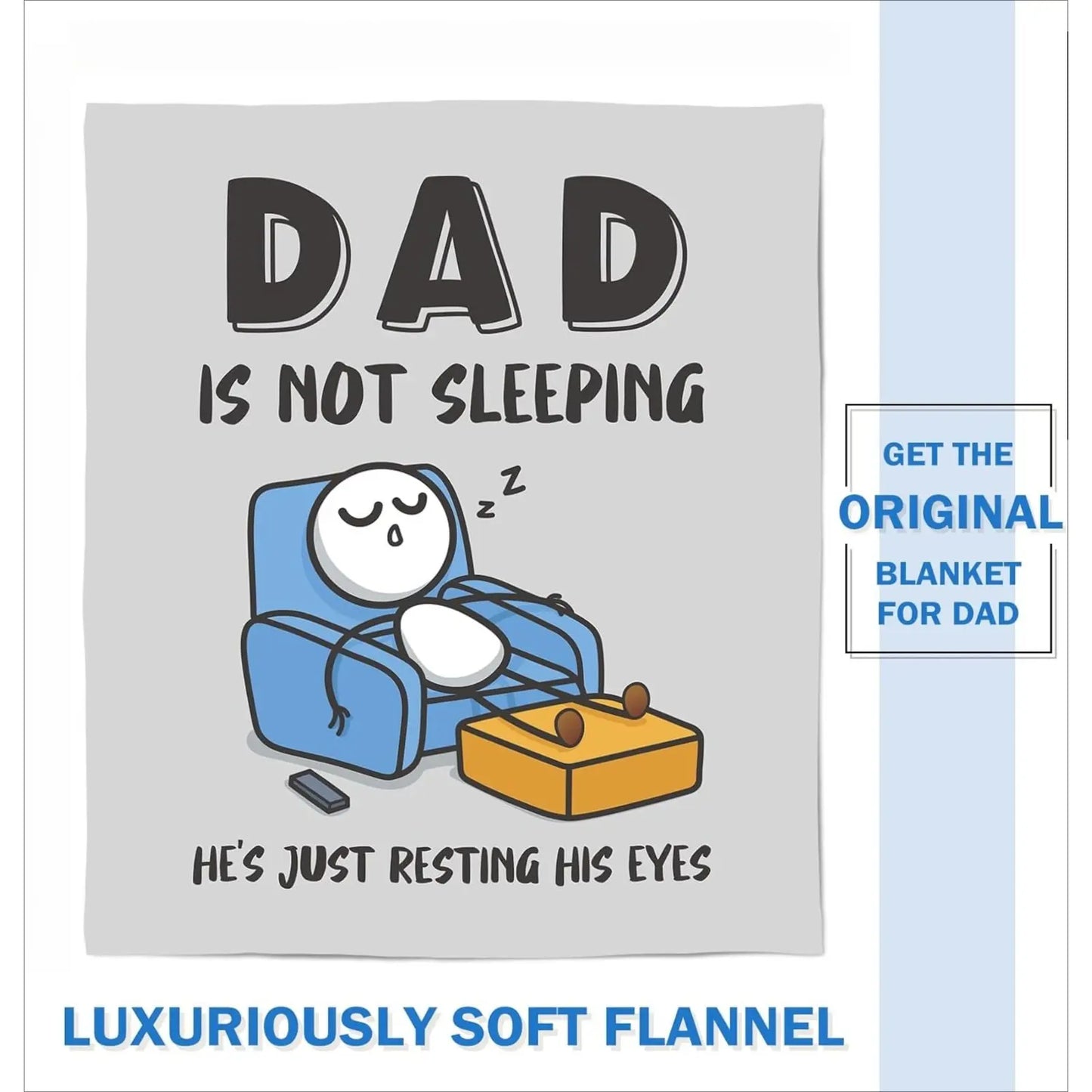 😂🛋️ “Dad Is Not Sleeping” Flannel Blanket – Funny Father's Day Gift for Dad/Husband, Super Soft Throw