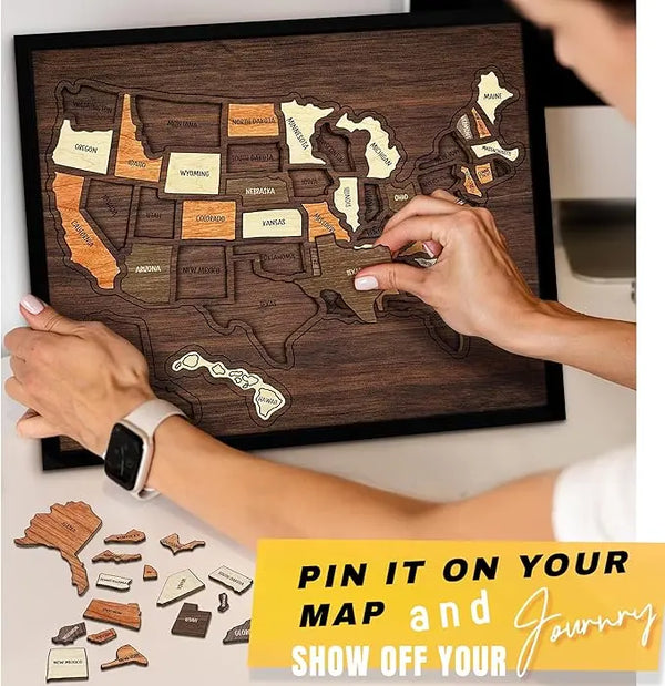 Rompecabezas de madera del mapa de viaje de EE. UU.
