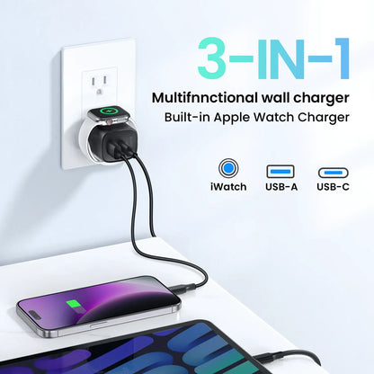 📱 TOPADRE 3-in-1 Magnetic Wireless Charger –⚡20W PD USB-C Block + Cable, for iPhone & iWatch