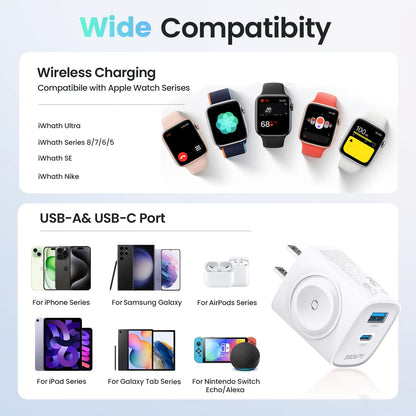 📱 TOPADRE 3-in-1 Magnetic Wireless Charger –⚡20W PD USB-C Block + Cable, for iPhone & iWatch
