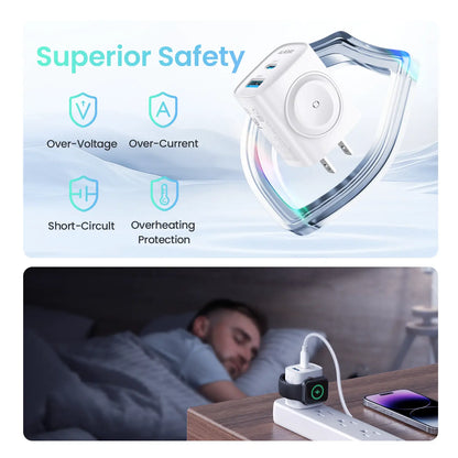 📱 TOPADRE 3-in-1 Magnetic Wireless Charger –⚡20W PD USB-C Block + Cable, for iPhone & iWatch
