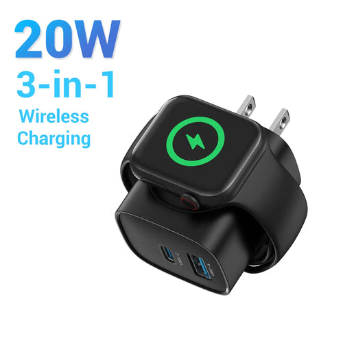 📱 TOPADRE 3-in-1 Magnetic Wireless Charger –⚡20W PD USB-C Block + Cable, for iPhone & iWatch