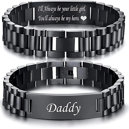 ⌚Masculine Watch Band Link Bracelet –🎁  Personalized Jewelry Gift for Dad, Husband, Boyfriend