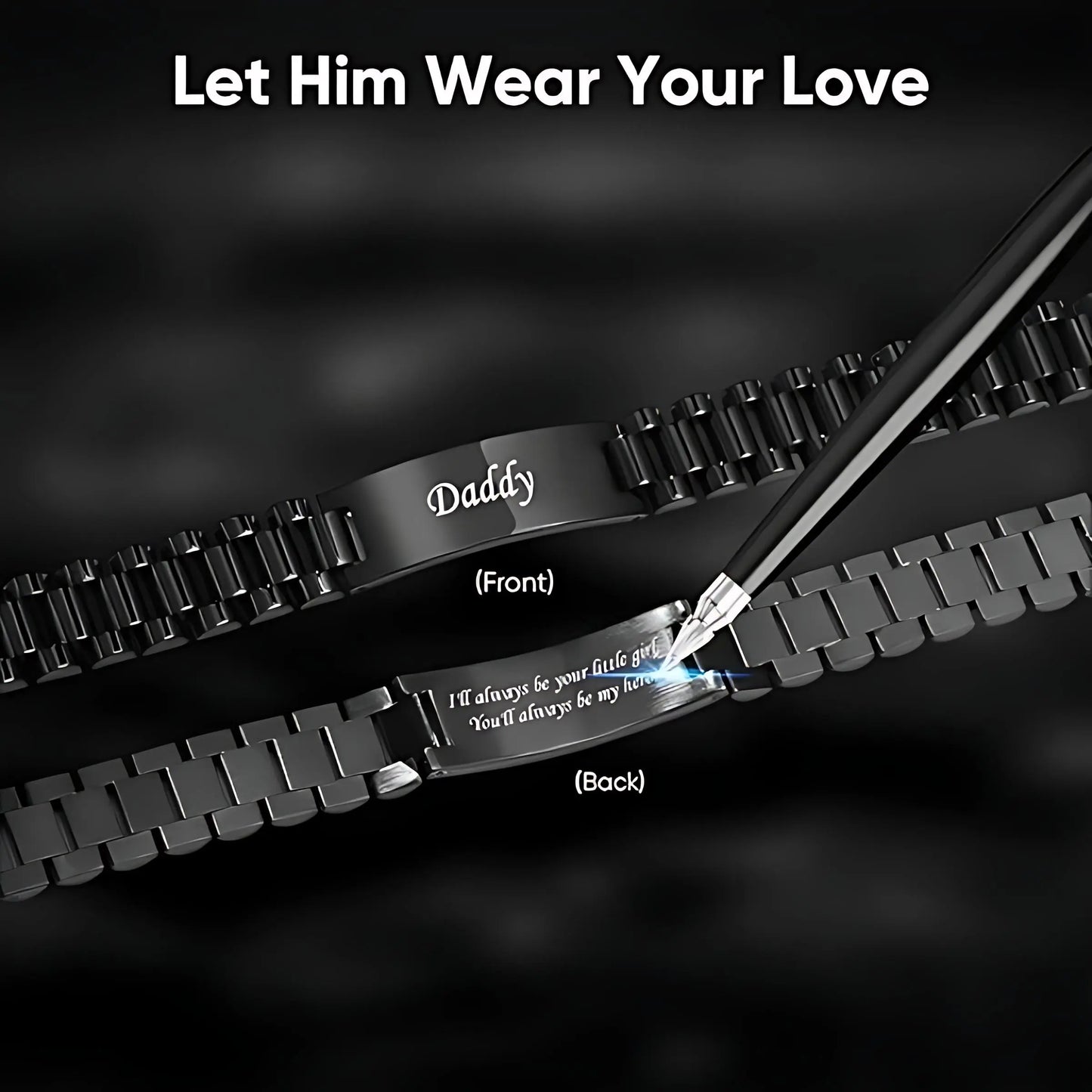 ⌚Masculine Watch Band Link Bracelet –🎁  Personalized Jewelry Gift for Dad, Husband, Boyfriend