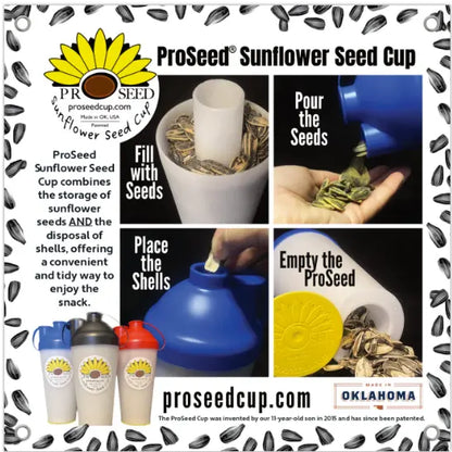 🌻🥜 ProSeed Sunflower Seed Snack Cup – Reusable Seed & Shell Holder, BPA-Free, Portable, Dishwasher Safe, Made in USA