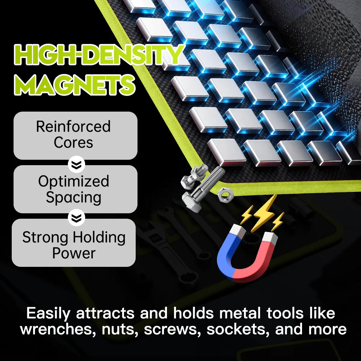 【FathersDayGift🎁】SEESE 3PCS Heavy-Duty Magnetic Tool Mats - Flexible Non-Slip PVC Organizer for Garage & Auto Repair