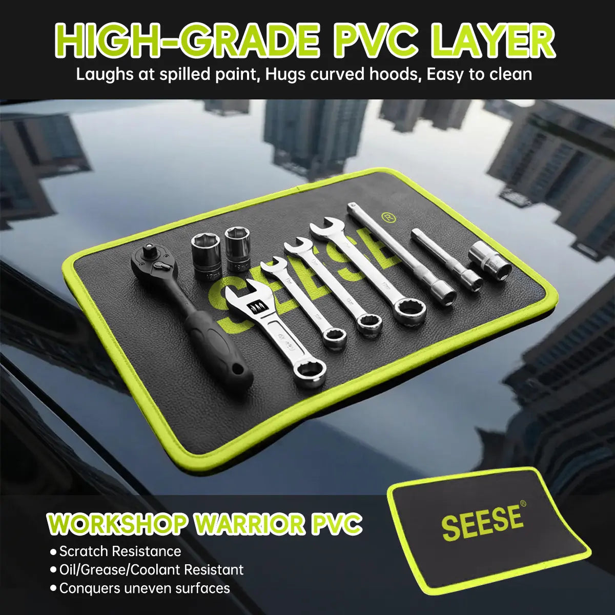 【FathersDayGift🎁】SEESE 3PCS Heavy-Duty Magnetic Tool Mats - Flexible Non-Slip PVC Organizer for Garage & Auto Repair