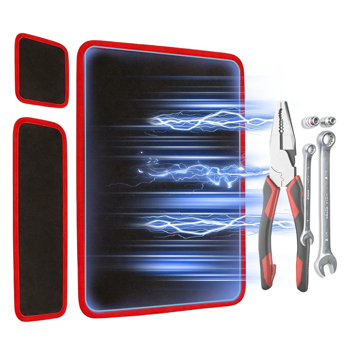 【FathersDayGift🎁】SEESE 3PCS Heavy-Duty Magnetic Tool Mats - Flexible Non-Slip PVC Organizer for Garage & Auto Repair