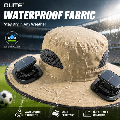 New Solar-Powered Outdoor Cooling Fan Hat — Unisex Solar Fan Sun Hat, Rechargeable Cooling Bucket Hat with Water Resistance for Watching Games, Golf Matches & Outdoor Sports