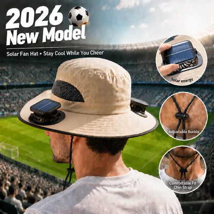 New Solar-Powered Outdoor Cooling Fan Hat — Unisex Solar Fan Sun Hat, Rechargeable Cooling Bucket Hat with Water Resistance for Watching Games, Golf Matches & Outdoor Sports