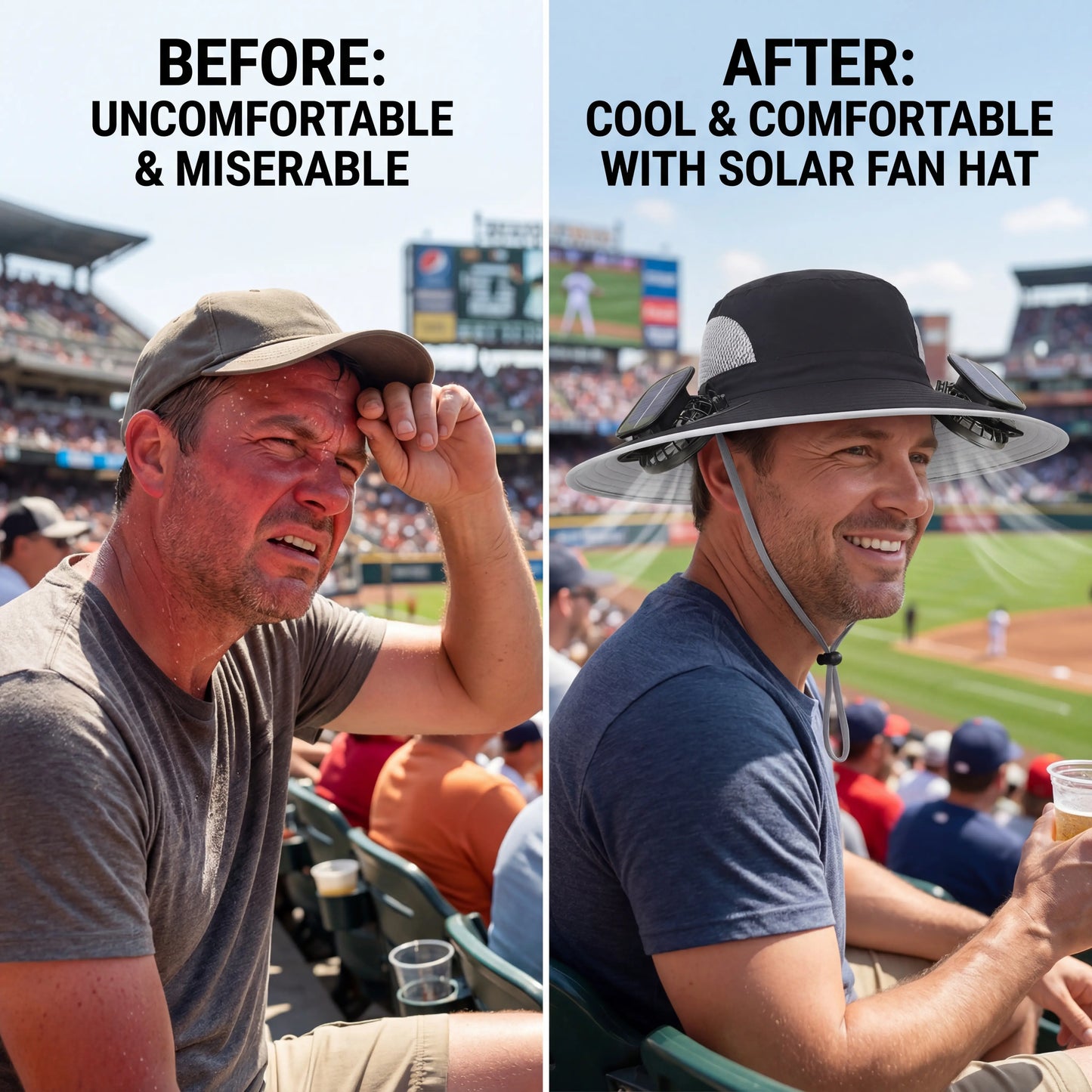 New Solar-Powered Outdoor Cooling Fan Hat — Unisex Solar Fan Sun Hat, Rechargeable Cooling Bucket Hat with Water Resistance for Watching Games, Golf Matches & Outdoor Sports