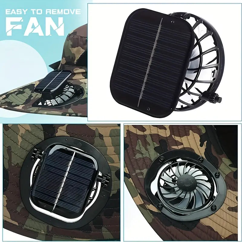 New Solar-Powered Outdoor Cooling Fan Hat — Unisex Solar Fan Sun Hat, Rechargeable Cooling Bucket Hat with Water Resistance for Watching Games, Golf Matches & Outdoor Sports