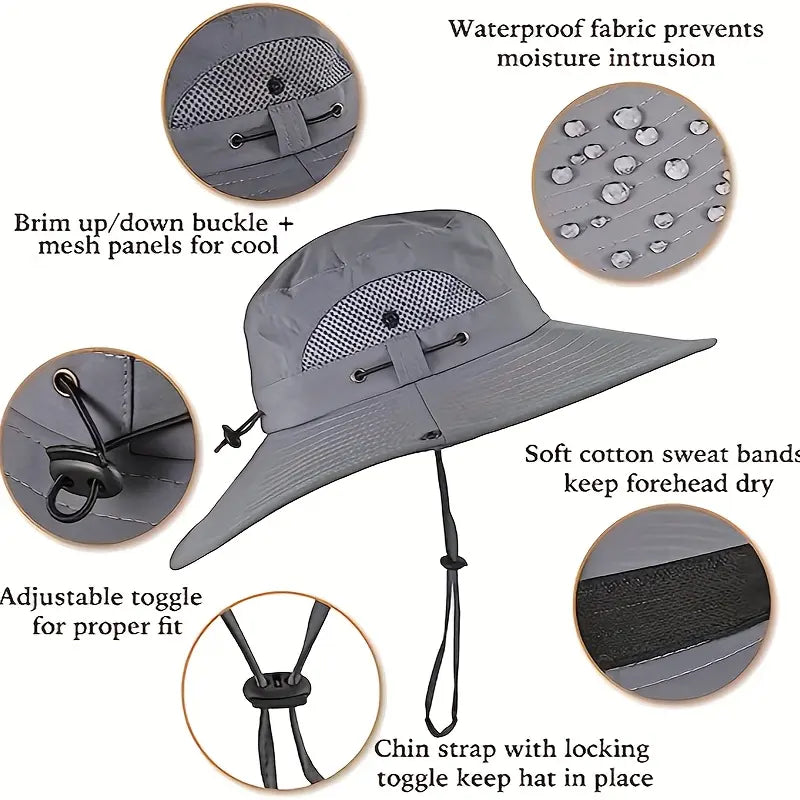New Solar-Powered Outdoor Cooling Fan Hat — Unisex Solar Fan Sun Hat, Rechargeable Cooling Bucket Hat with Water Resistance for Watching Games, Golf Matches & Outdoor Sports
