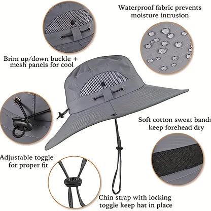 New Solar-Powered Outdoor Cooling Fan Hat — Unisex Solar Fan Sun Hat, Rechargeable Cooling Bucket Hat with Water Resistance for Watching Games, Golf Matches & Outdoor Sports
