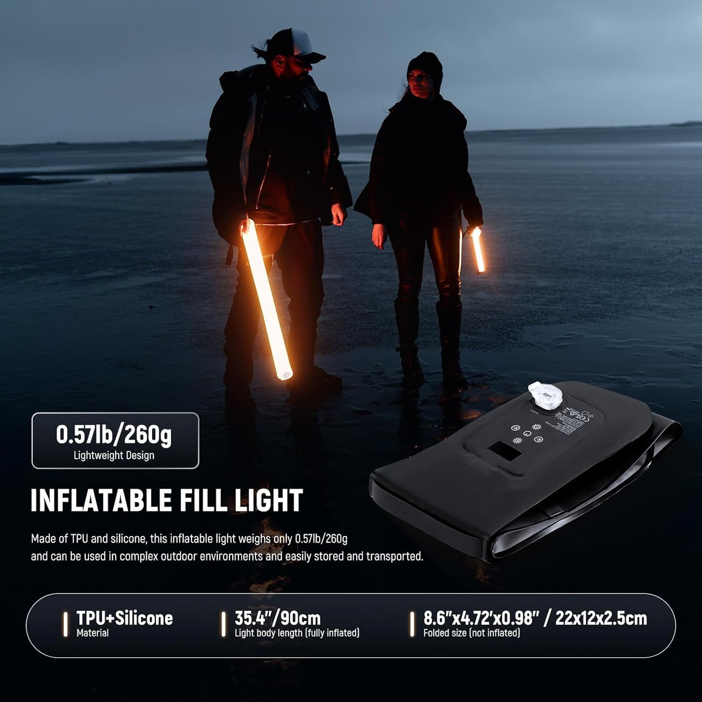 ✨ Inflatable LED Fill Light, 21W Bi-Color for Photography & Camping