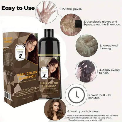 🧴3-in-1 Hair Dye Shampoo | Plant-Based, Long Lasting & Nourishing