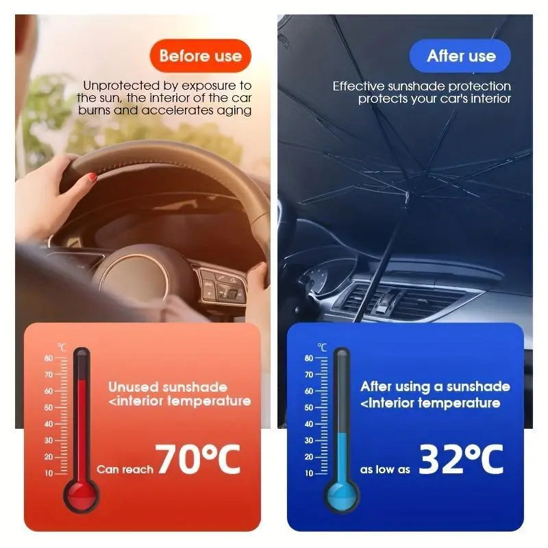 Foldable Windshield Sunshade, Portable Car Cooling Umbrella, UV Heat Insulation Car Exterior Accessories