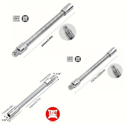 🔧👨‍🔧Flexible Socket Extension Rod, Bendable Wrench Extender for Auto Mechanics