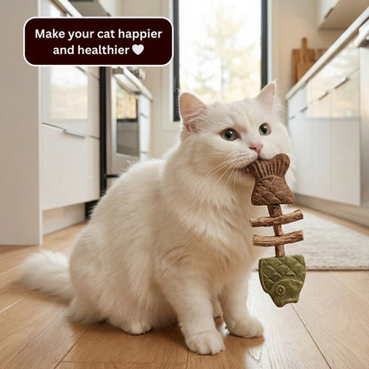 Catnip and Silvervine Chew, Natural Fishbone Chew Toy for Cats