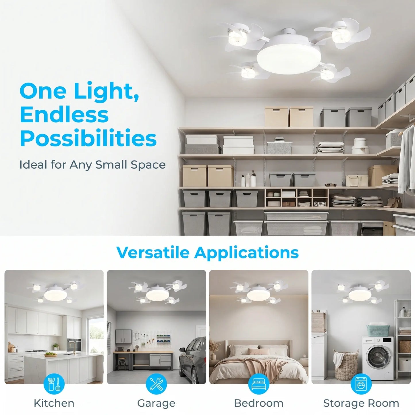 [DealsForYouDays] 2-in-1 Drone Fan Light, Silent LED Ceiling Fan with Remote, Energy Saving Lamp for Bedroom Kitchen Rental