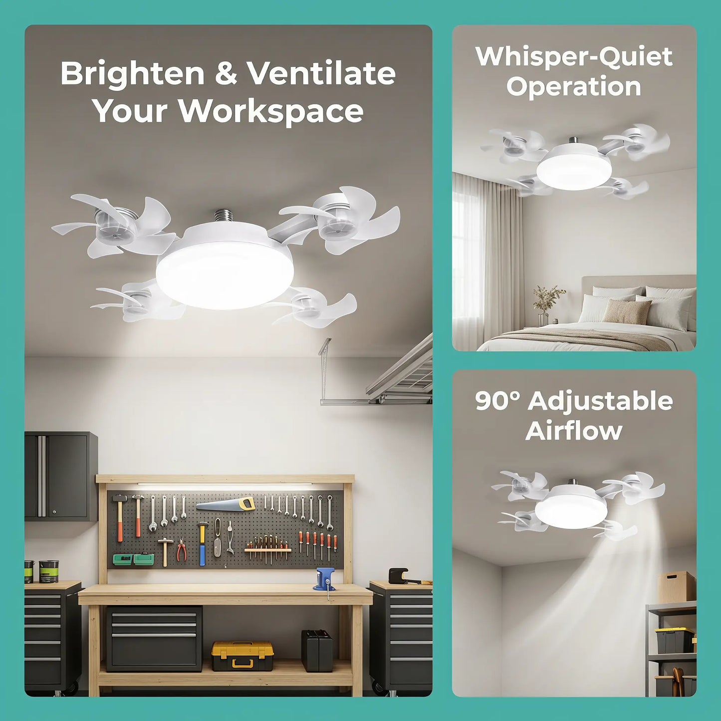 [DealsForYouDays] 2-in-1 Drone Fan Light, Silent LED Ceiling Fan with Remote, Energy Saving Lamp for Bedroom Kitchen Rental