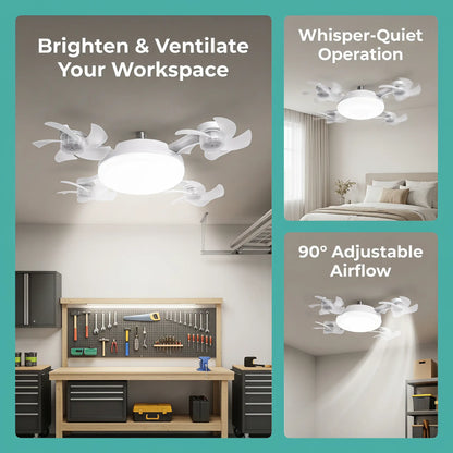 [DealsForYouDays] 2-in-1 Drone Fan Light, Silent LED Ceiling Fan with Remote, Energy Saving Lamp for Bedroom Kitchen Rental