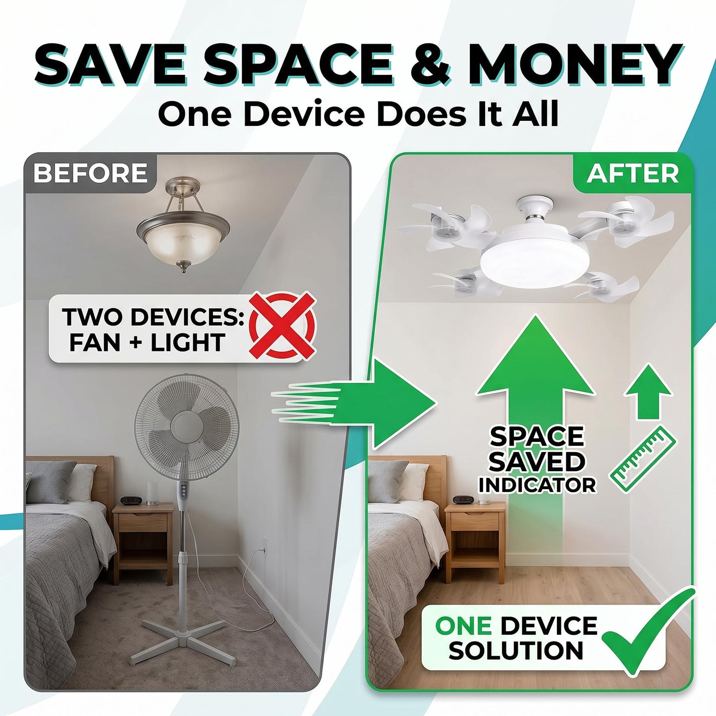 [DealsForYouDays] 2-in-1 Drone Fan Light, Silent LED Ceiling Fan with Remote, Energy Saving Lamp for Bedroom Kitchen Rental