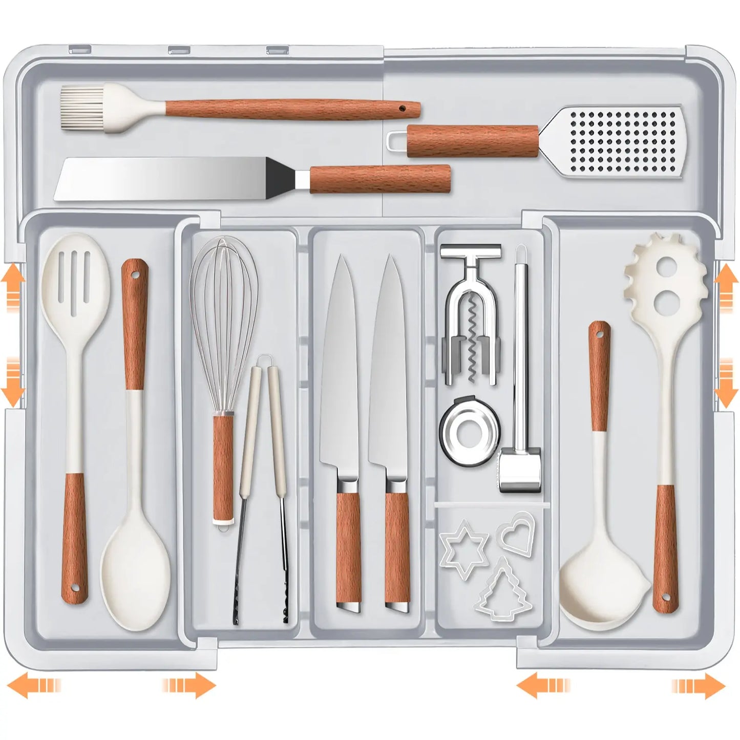 Expandable Kitchen Silverware Organizer, BPA-Free Adjustable Drawer Cutlery Tray for Home Office Makeup