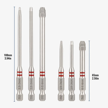 🔩6pcs Magnetic Tower Hex Screwdriver Bits Set, Anti-Slip High Hardness Precision Drill Bits for Household & Auto Repair