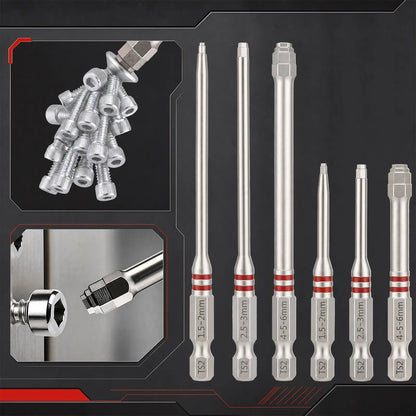 🔩6pcs Magnetic Tower Hex Screwdriver Bits Set, Anti-Slip High Hardness Precision Drill Bits for Household & Auto Repair
