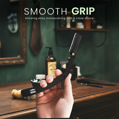 Unisex Barber Straight Razor with 10 Blades, Classic Shaving Tool for Men Women & Grooming Gift