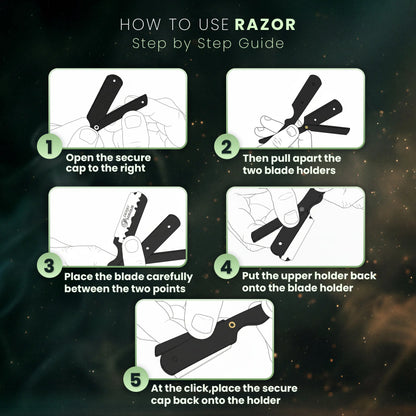 Unisex Barber Straight Razor with 10 Blades, Classic Shaving Tool for Men Women & Grooming Gift
