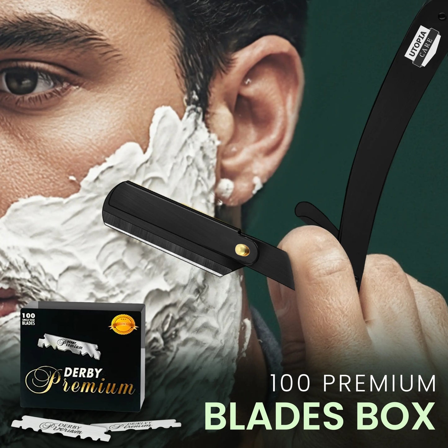 Unisex Barber Straight Razor with 10 Blades, Classic Shaving Tool for Men Women & Grooming Gift