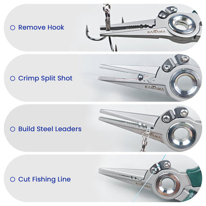 7.5" Rust Resistant Saltwater Fishing Pliers, Multifunctional Stainless Steel Tackle Tool