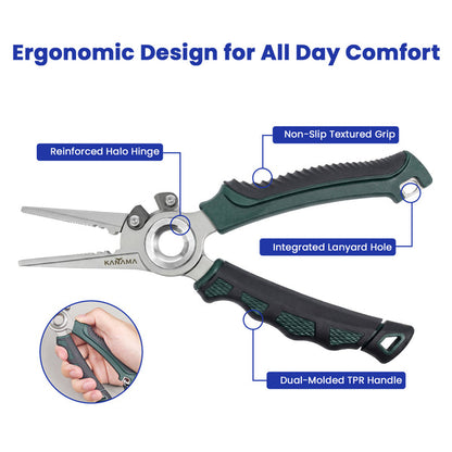 7.5" Rust Resistant Saltwater Fishing Pliers, Multifunctional Stainless Steel Tackle Tool